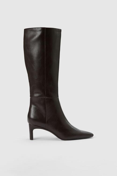 Callie knee length chisel toe boot in chocolate brown