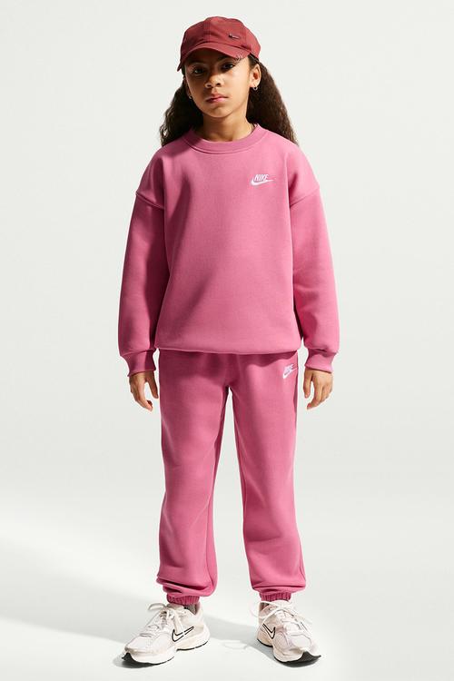 Girls Nike Sportswear Club Fleece Oversized Crew - Peony/White