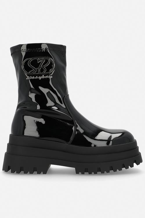 Patent anette platform boot - black
