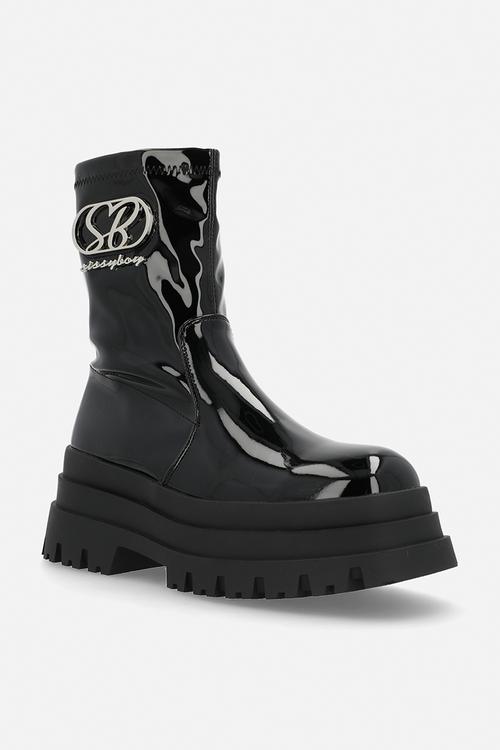 Patent anette platform boot - black