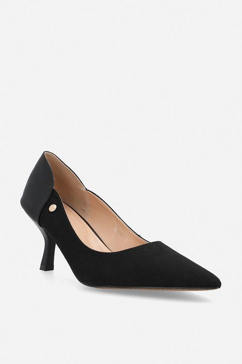Jacquard pointed pump heel - black