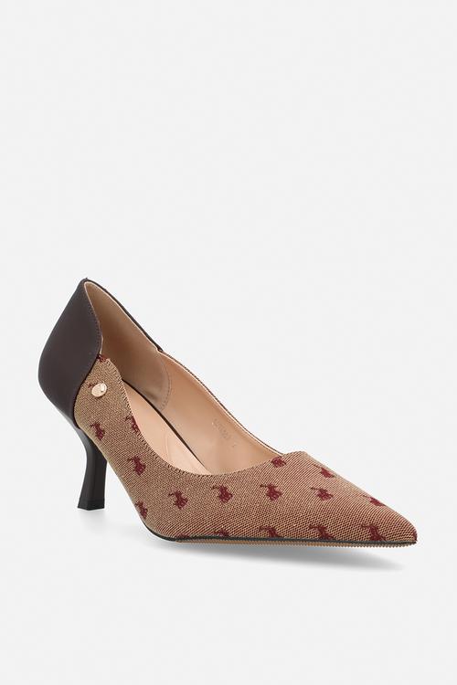 Jacquard pointed pump heel - burgundy