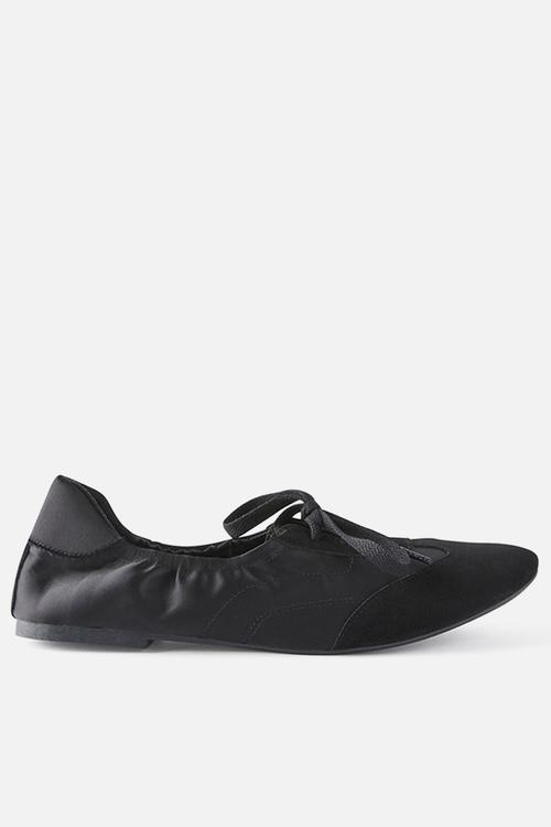 Harley Ruched Ballet - black satin.