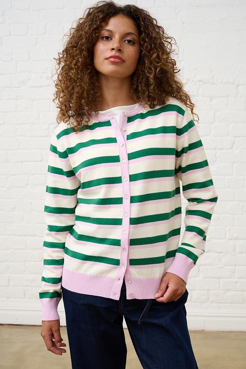 Lightweight Cardigan in Heritage Stripe - Multi