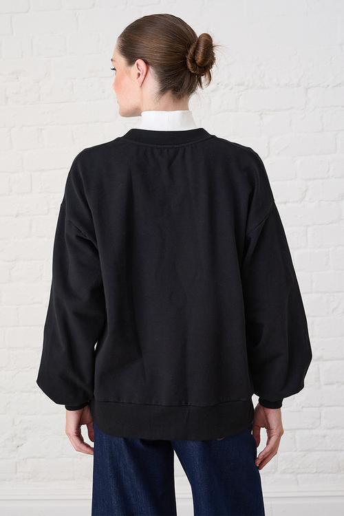 Cornelli Face Sweat Top - Black