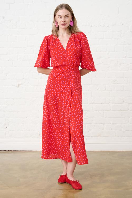 Confetti Wrap Dress - Red