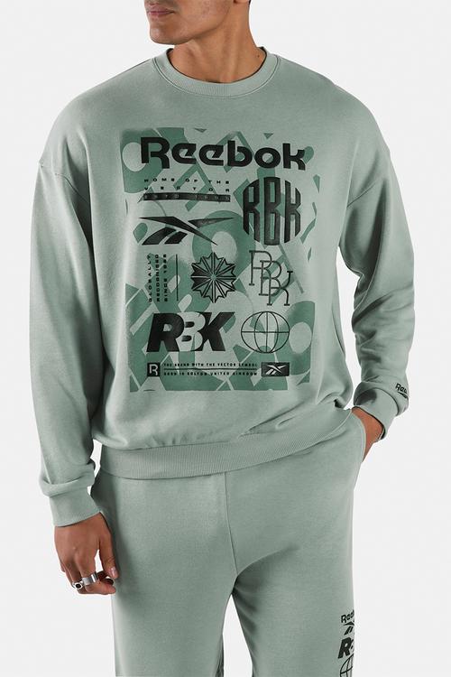 BACK FADE CREW SWEATSHIRT - LIGHT FOG Green
