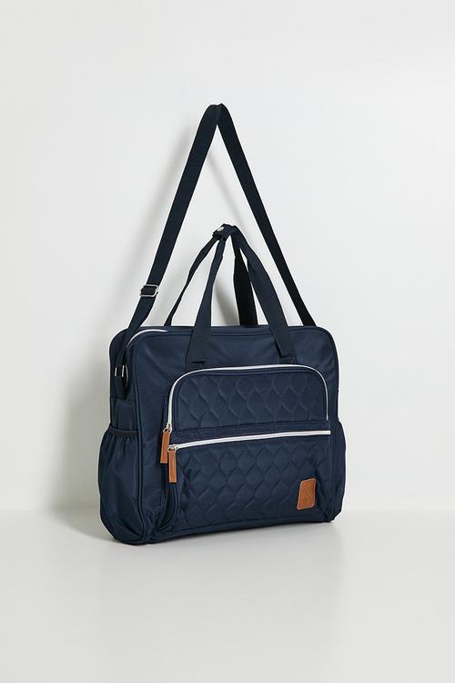 Baby Bowler Nappy Bag Navy Squiggle - grey