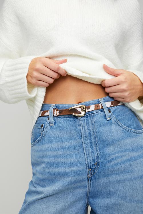 Bethany Skinny Cow Hide Belt - Brown