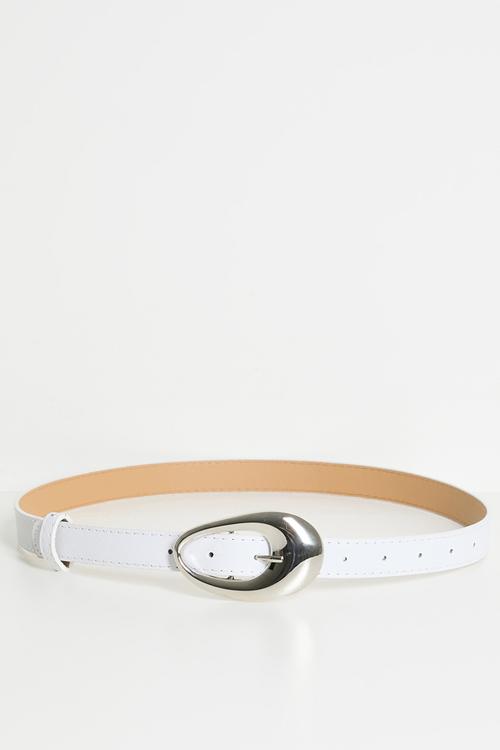 Blythe Abstract Buckle Belt - White
