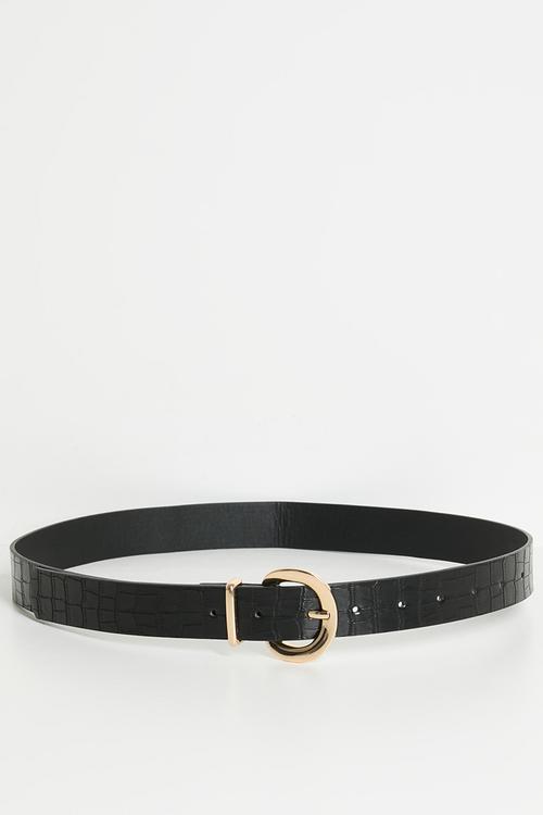 Bea Snake Imprint Belt - Black