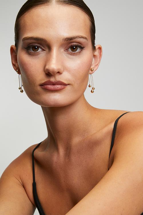 Fable Sphere Drop Pin Earrings - Gold