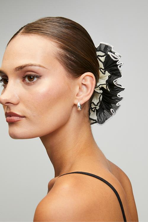 Cove Pleated Chiffon Scrunchie Pack - Cream & Black