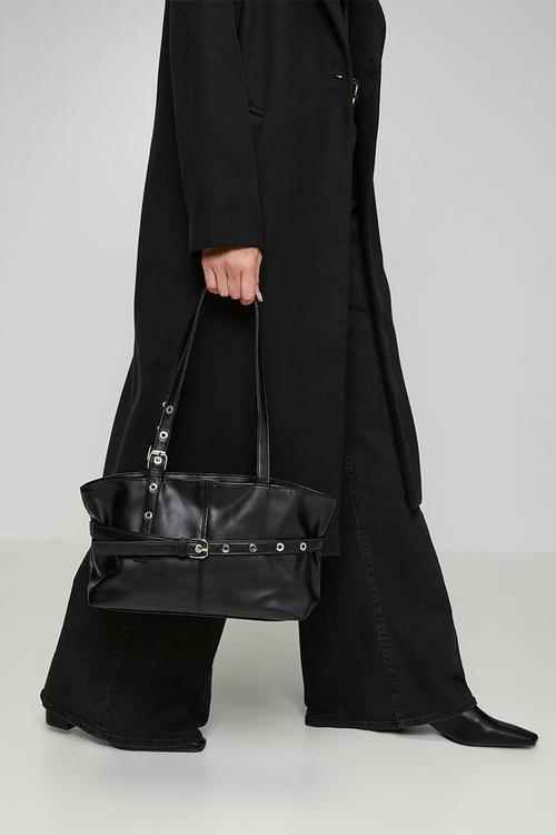 Anais Buckle Shoulder Bag - Black