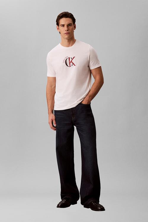 Ss 30S Whsl Ckj 2Tone Ck Graphic Tee - White Greige