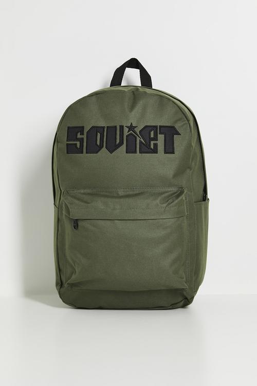 Techno nylon backpack - mono contrast embroidery - olive/black