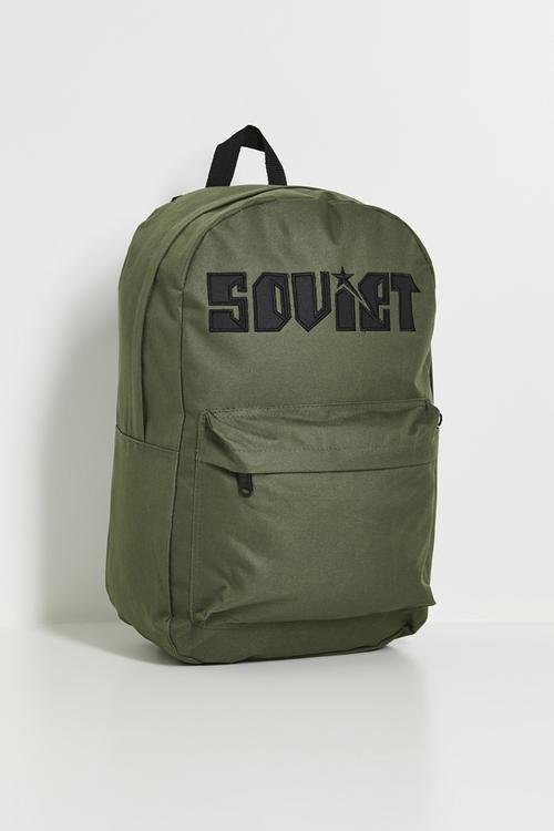 Techno nylon backpack - mono contrast embroidery - olive/black