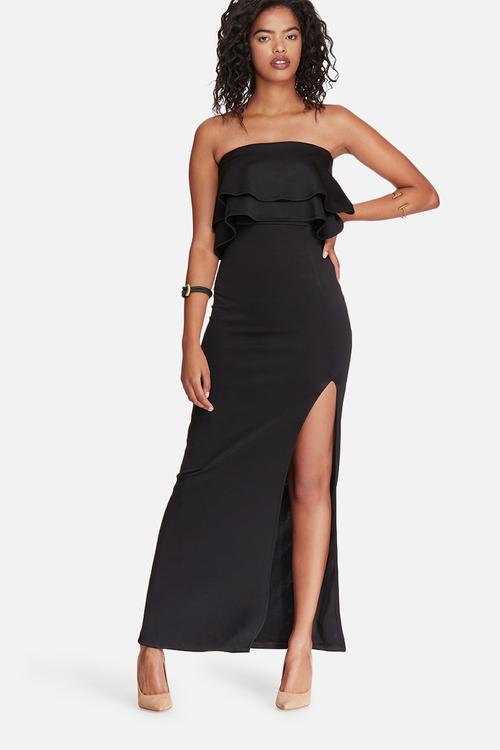 Scuba frill boobtube maxi dress