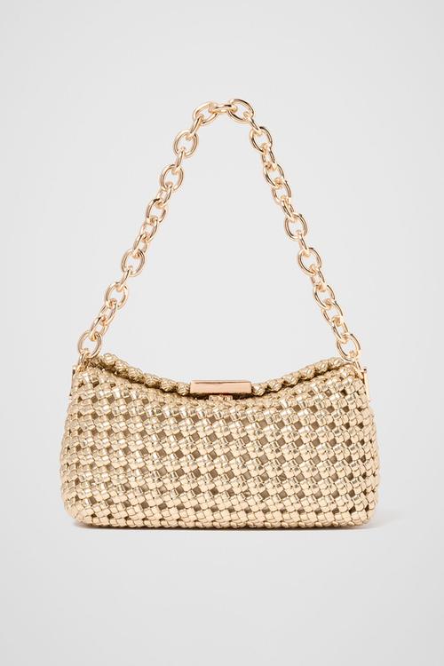 Teagan Weave Chain Bag In Gold