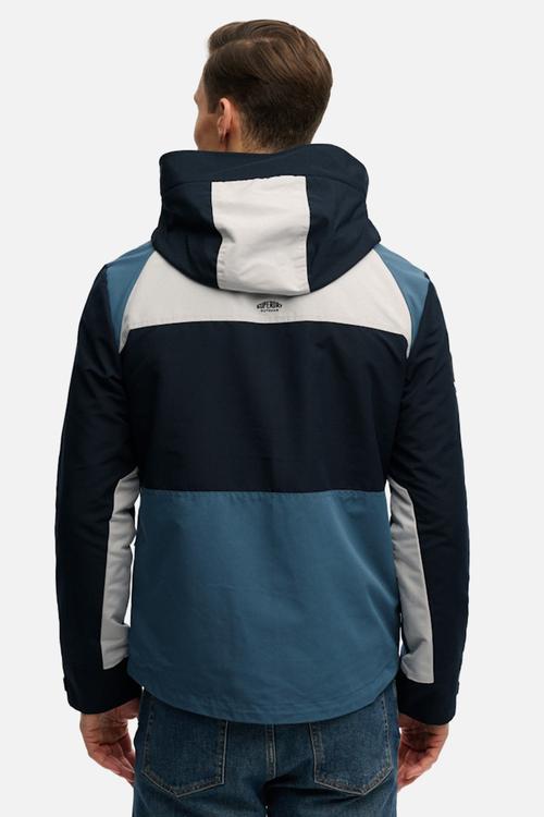 HOOD COLOUR BLOCK WINDBREAKER  - ECLIPSE NAVY