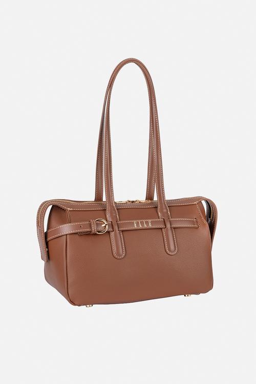 Belt Buckle Boston Bag - Brown