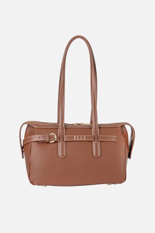Belt Buckle Boston Bag - Brown