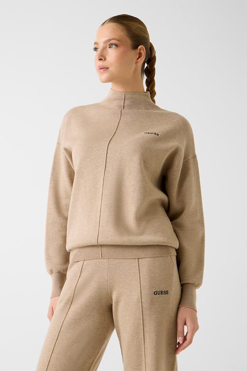 Ursula High Neck Sweatshirt - Sand Tan Melange