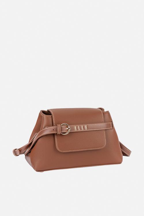 Belt Buckle Flapover Sling - Brown