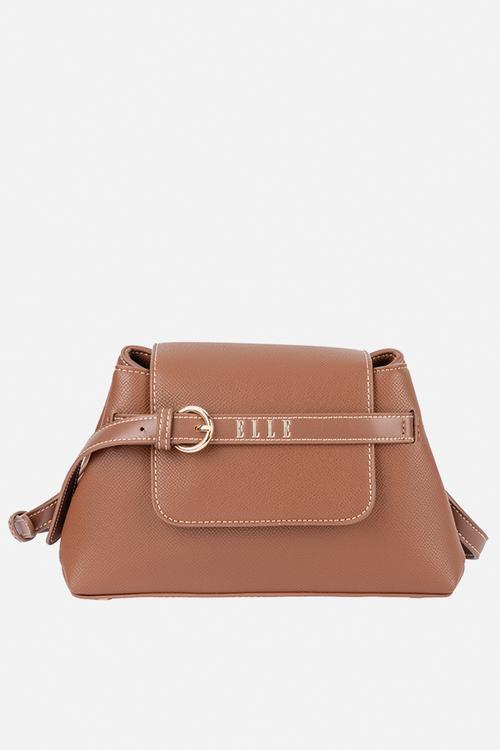 Belt Buckle Flapover Sling - Brown