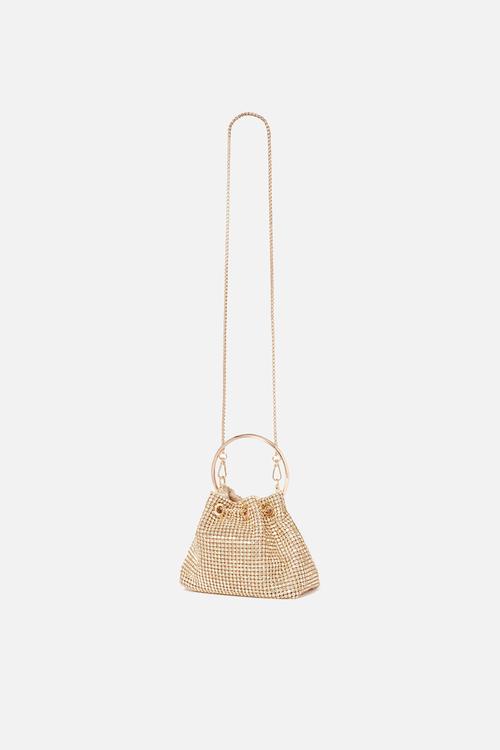 Skylah Sparkle Metal Handle Bag In - Gold