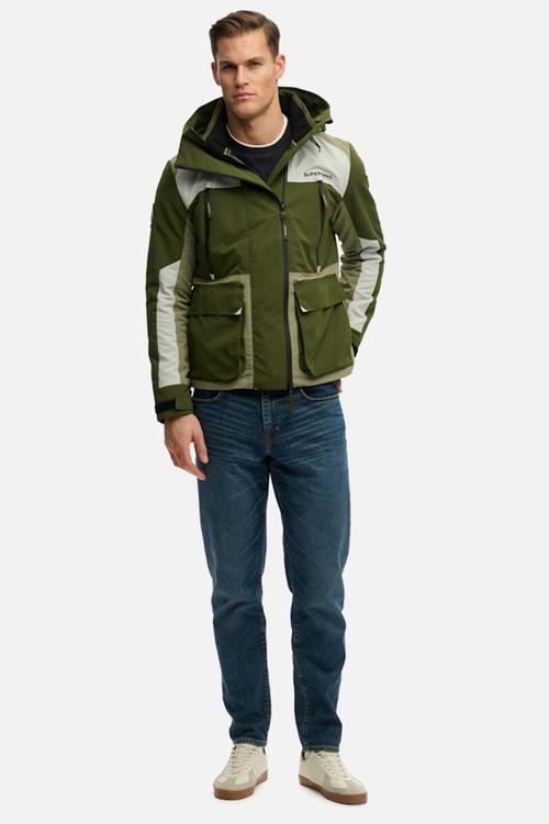 HOOD COLOUR BLOCK WINDBREAKER  - Rifle Green