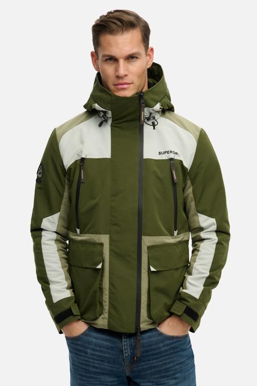 HOOD COLOUR BLOCK WINDBREAKER  - Rifle Green