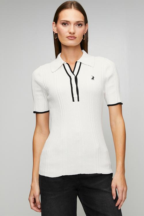 Wmn Asha Ms Knit Golfer - Off White