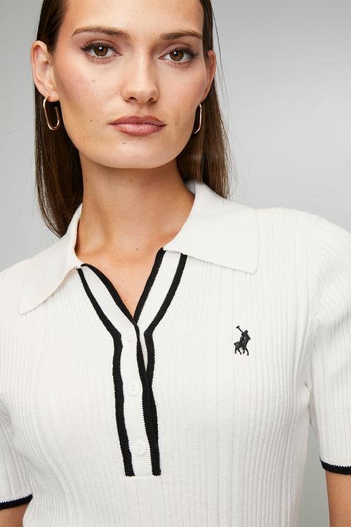 Wmn Asha Ms Knit Golfer - Off White