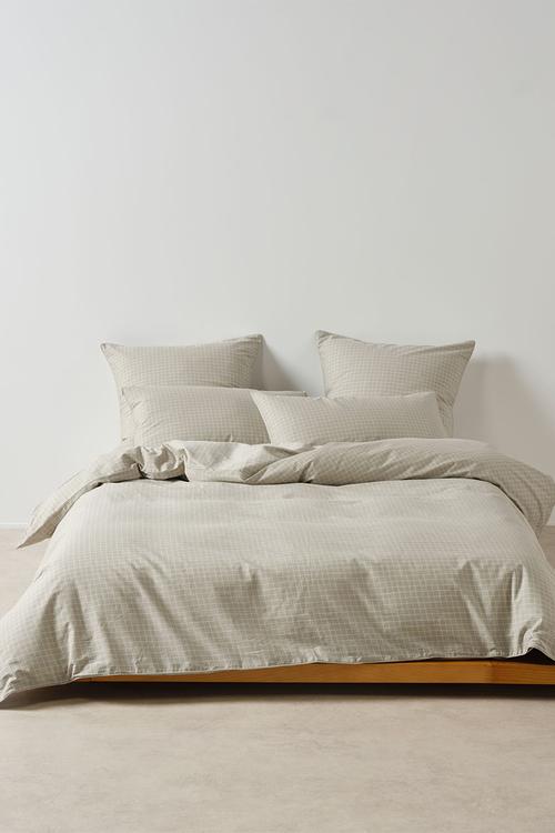 Volley Check Duvet Cover Set - Pebble
