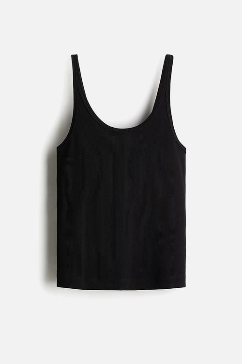 Ribbed vest top - black