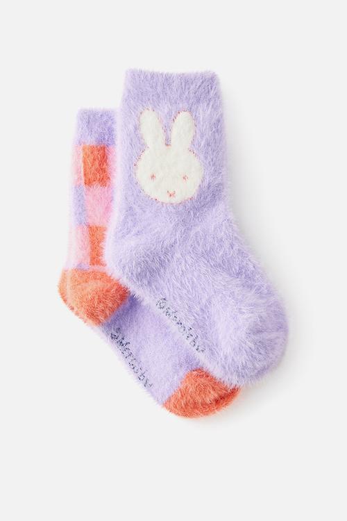 Kids Licensed Home Socks - Lcn Mif Miffy Gingham/Vintage Lilac