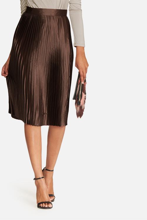 Pleated satin skirt
