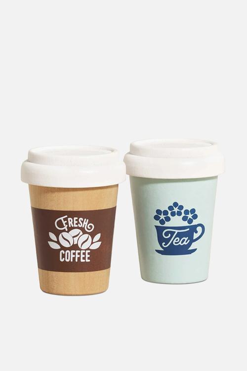 2 Pcs Wooden Tea & Coffee Re-Useable Eco Cups - multi
