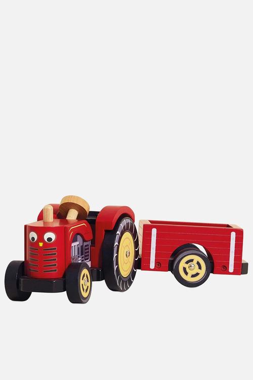 Wooden Farmyard Tractor & Trailer - multi