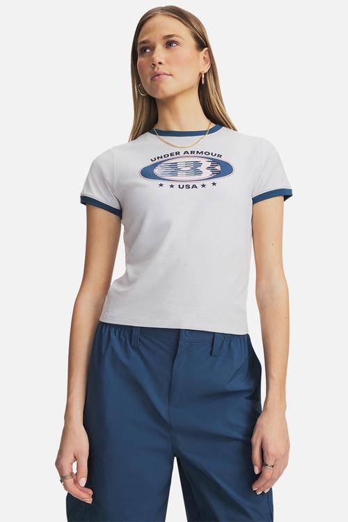 UA Ringer Grx Tee - Halo Grey Light Heather/Wham Blue