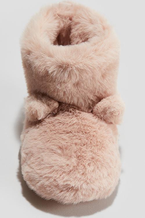 Soft-sole fluffy slippers - light pink