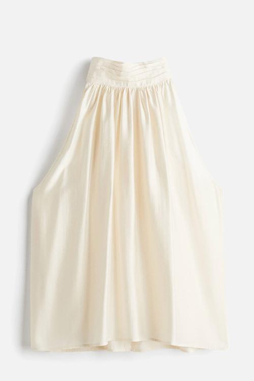Draped-collar top - cream