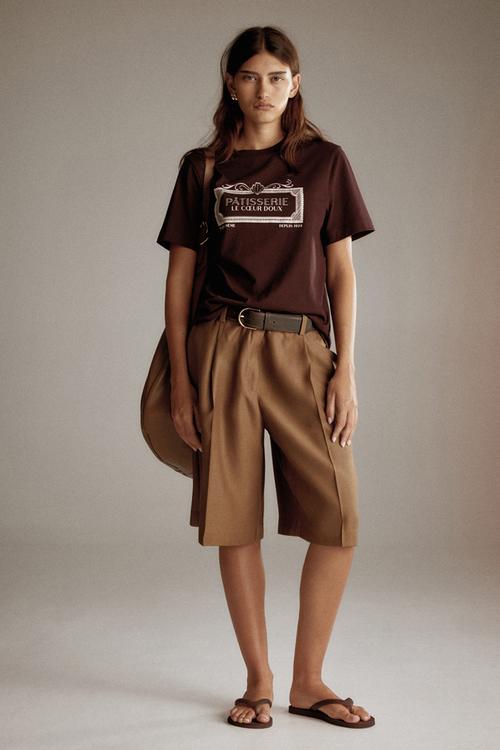 Motif-detail T-shirt - burgundy