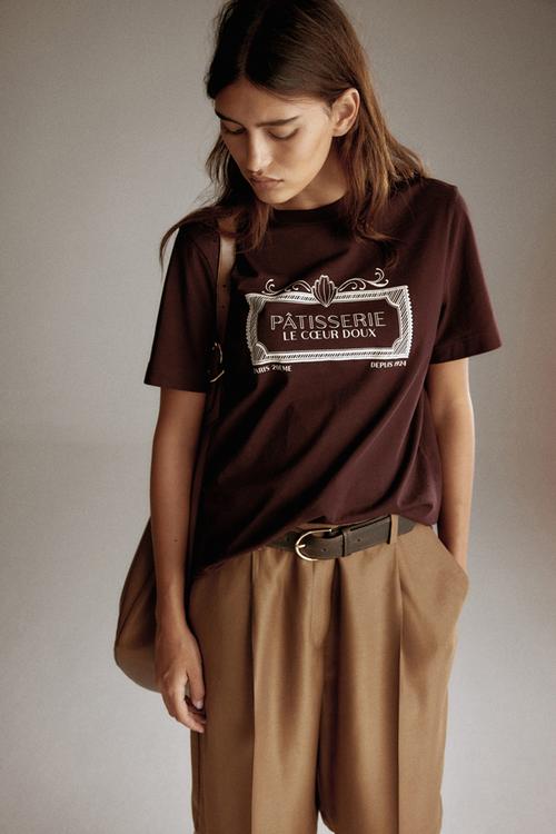 Motif-detail T-shirt - burgundy