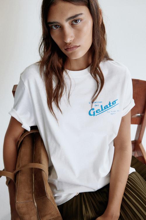 Motif-detail T-shirt - white/gelato