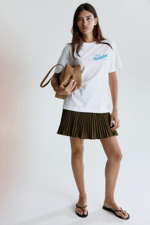 Motif-detail T-shirt - white/gelato