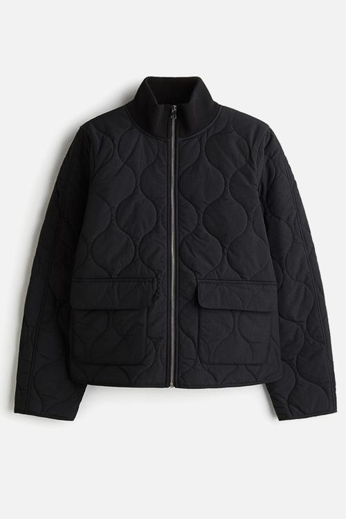 Oversized quilted jacket - black