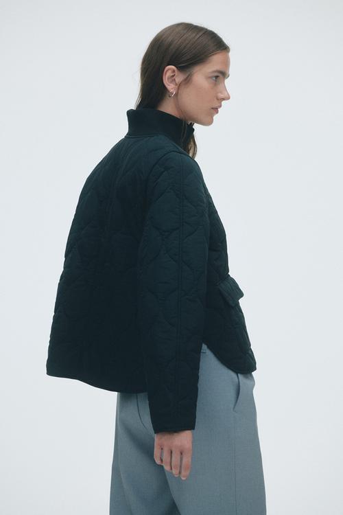 Oversized quilted jacket - black