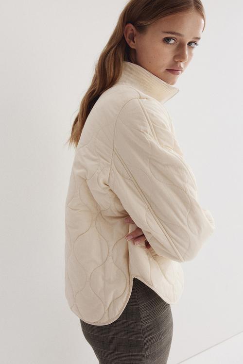 Oversized quilted jacket - cream